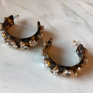 JCrew Rio Tortoise Lucite Hoop Earrings, NWT